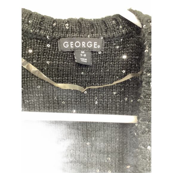 George Sequined Black Shrug Sweater Medium 7-8 - Picture 2 of 5
